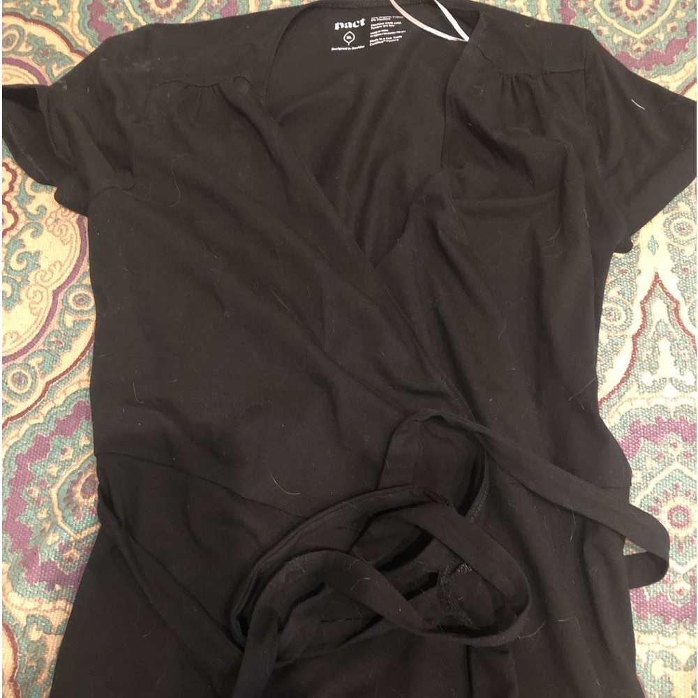 Pact organic cotton black wrap dress xl